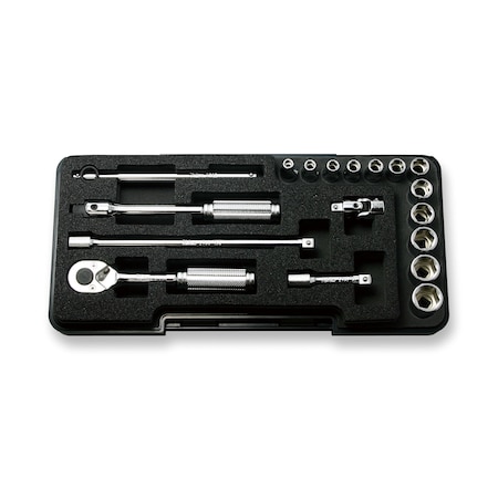 Ko-Ken Socket set 6 Point Plastic Case 18 pieces 1/4 Sq. Drive P2251M